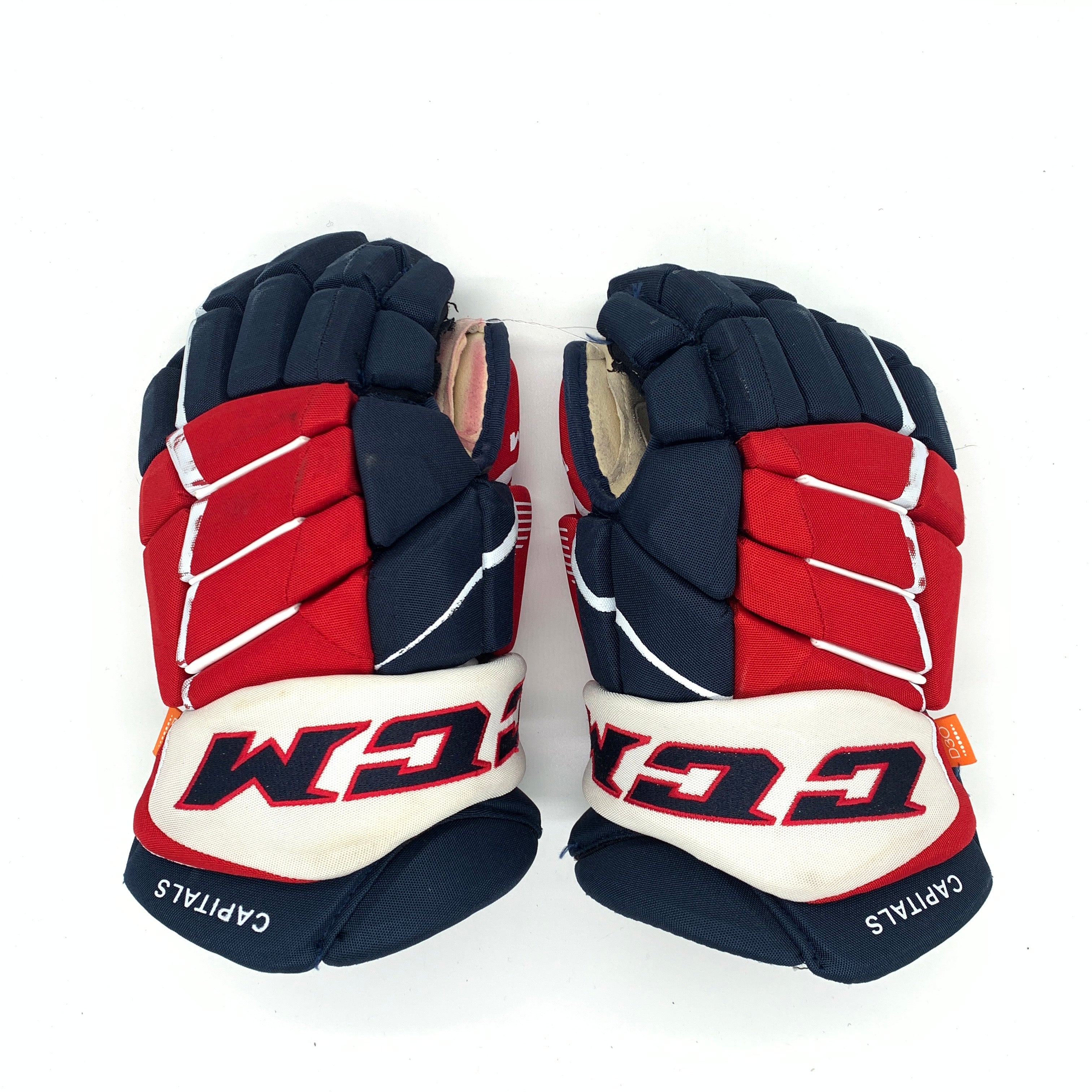 CCM HGJS - Gant d'occasion NHL Pro Stock - Capitals de Washington - Dylan Mcilrath (bleu marine/rouge/blanc)